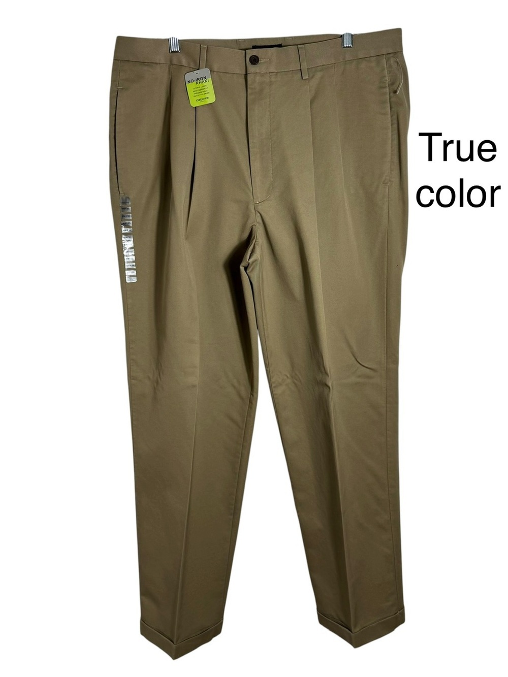 Men’s Pleated Khaki Dress Pants Cuffed Hem Office Career Trousers 40x32 - Picture 10 of 10